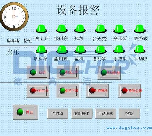 德高潔公鐵兩用軌道清洗清掃車控制系統界面